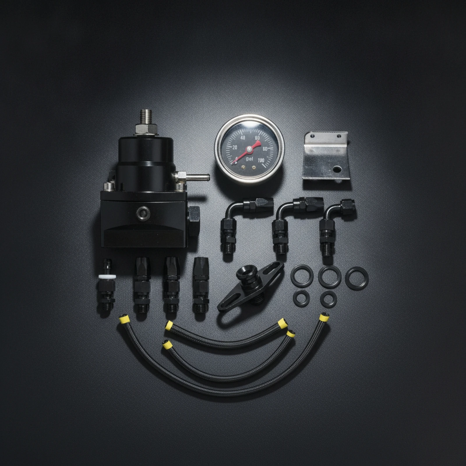 Fuel Pressure Regulator with Gauge Compact Hose Fitting Kit for Car Tuners, Engine Tuning