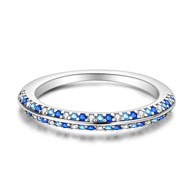 Exquisite 925 Sterling Silver Blue Melodic Symmetrical Stone Inlaid Ring For Women's Workplace Fashion Jewelry Accessories