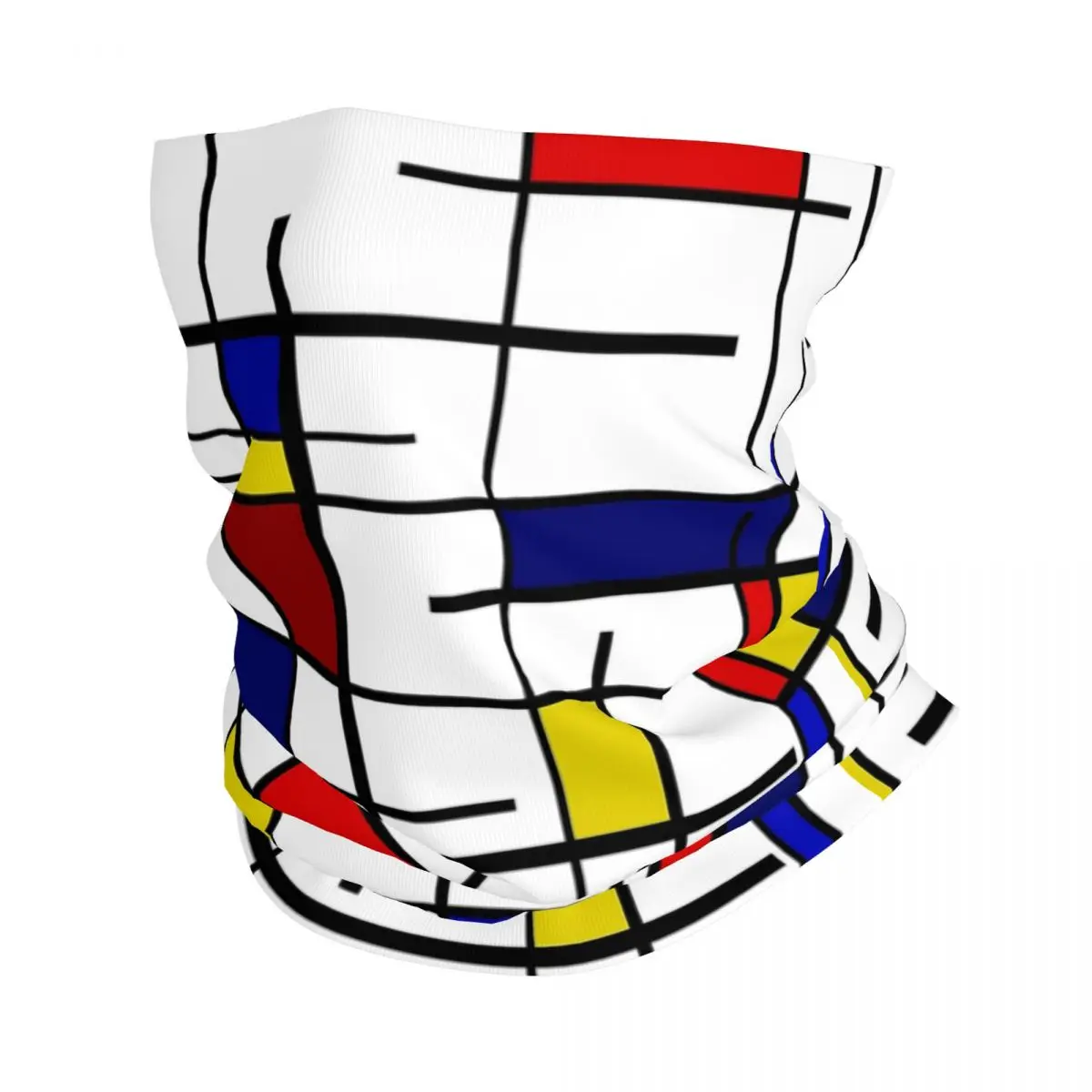 Mondrian Pattern Bandana Neck Cover Abstract Geometric Art Wrap Scarf Multifunctional Headwear Cycling Unisex Adult Windproof