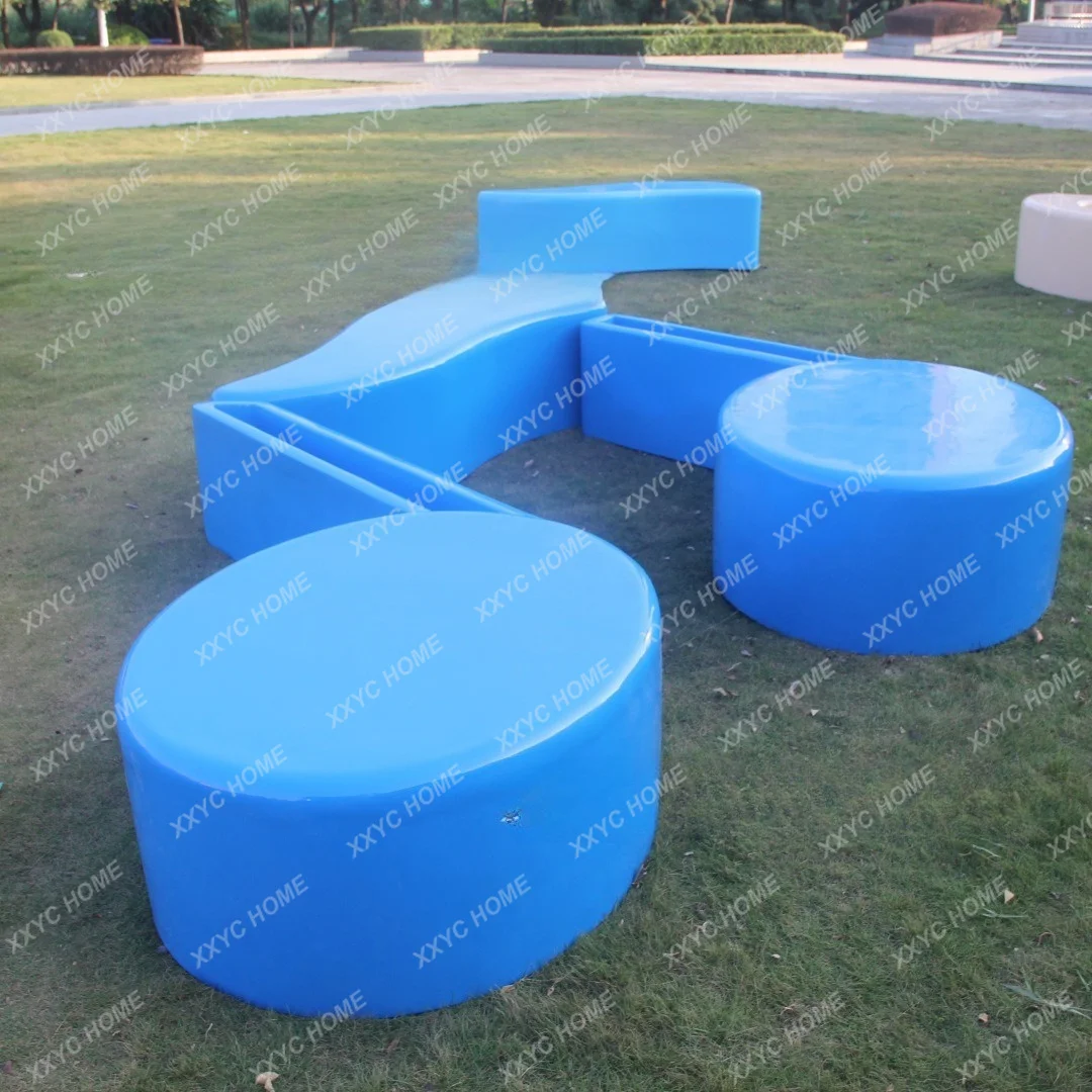 Outdoor fiberglass seat music note letter seat custom garden square office building shopping mall paint resin seat