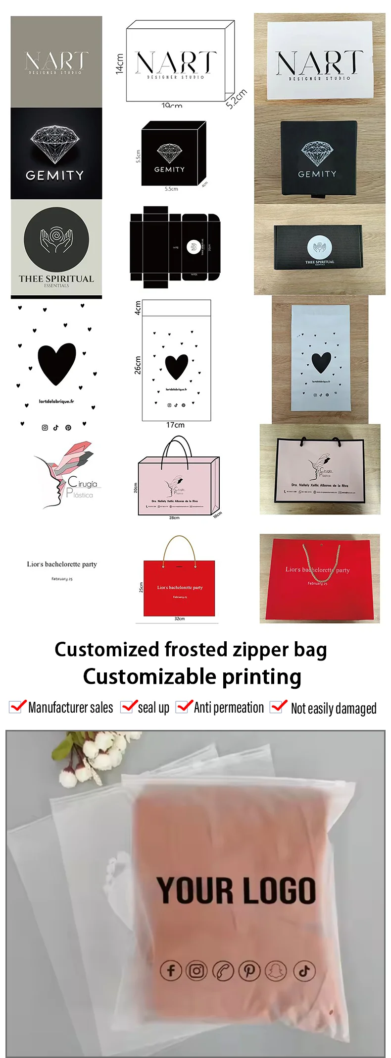 Mattierter Reißverschlussbeutel mit individuellem Logodruck, Unterwäsche-Verpackungsbeutel, wiederverwendbarer Reisebeutel, verdickter selbstverschließender Beutel, Party-Geschenkbeutel – Detail 2