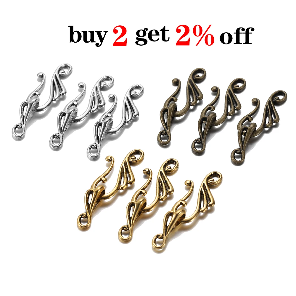 10pcs Antique Bronze Gold Musical Note Shape Zinc Alloy Toggle Clasps Hooks For Necklace Bracelet Jewelry Making Supplies DIY