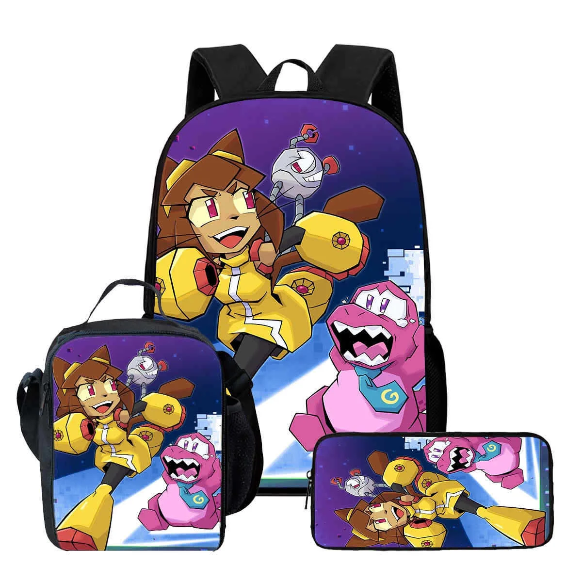 2026 New 3pcs Gameoverse 1 Set School Backpack Insulated Lunch Bag Pencil Case Anime Peripheral Gift For Kids