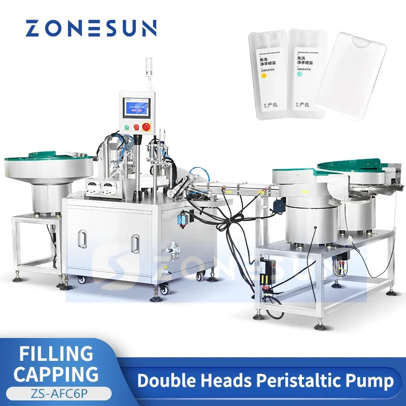 ZONESUN Automatic Pocket Perfume Packaging Machine Scent Fragrance Peristaltic Pump Filling and Capping Equipment  ZS-AFC6P