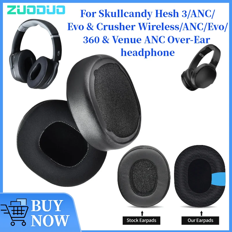 وسادات أذن بديلة من جل الثلج من ZUODUO لسماعات الرأس Skullcandy Hesh 3/ANC/Evo & Crusher اللاسلكية/ANC/Evo/360 والمكان ANC فوق الأذن