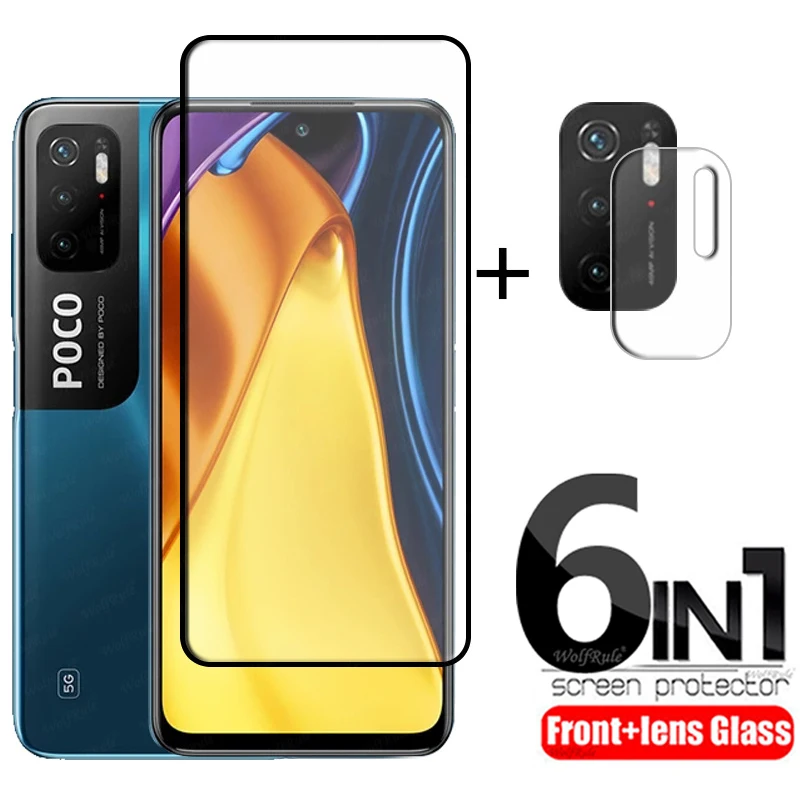 6-in-1 For Xiaomi Poco M3 Pro Glass For Poco M3 Pro Screen Protector HD Full Cover Tempered Glass For Poco M3 M4 Pro Lens Glass