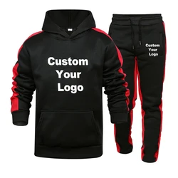 Custom Logo Side Striped Sweatshirt Suit Men's Sweat-shirt Set of Two Pieces for Men New Two Piece Hooded Zip-up Man Tracksuit