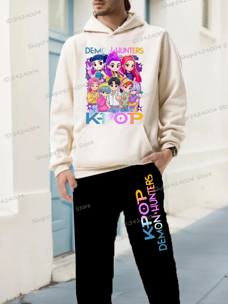 

2025 Men Women Kpop Demon Hunters Autumn and Winter New Hoodie+pants Two-piece Set Casual Kpop Anime Men's Clothing Tracksuit