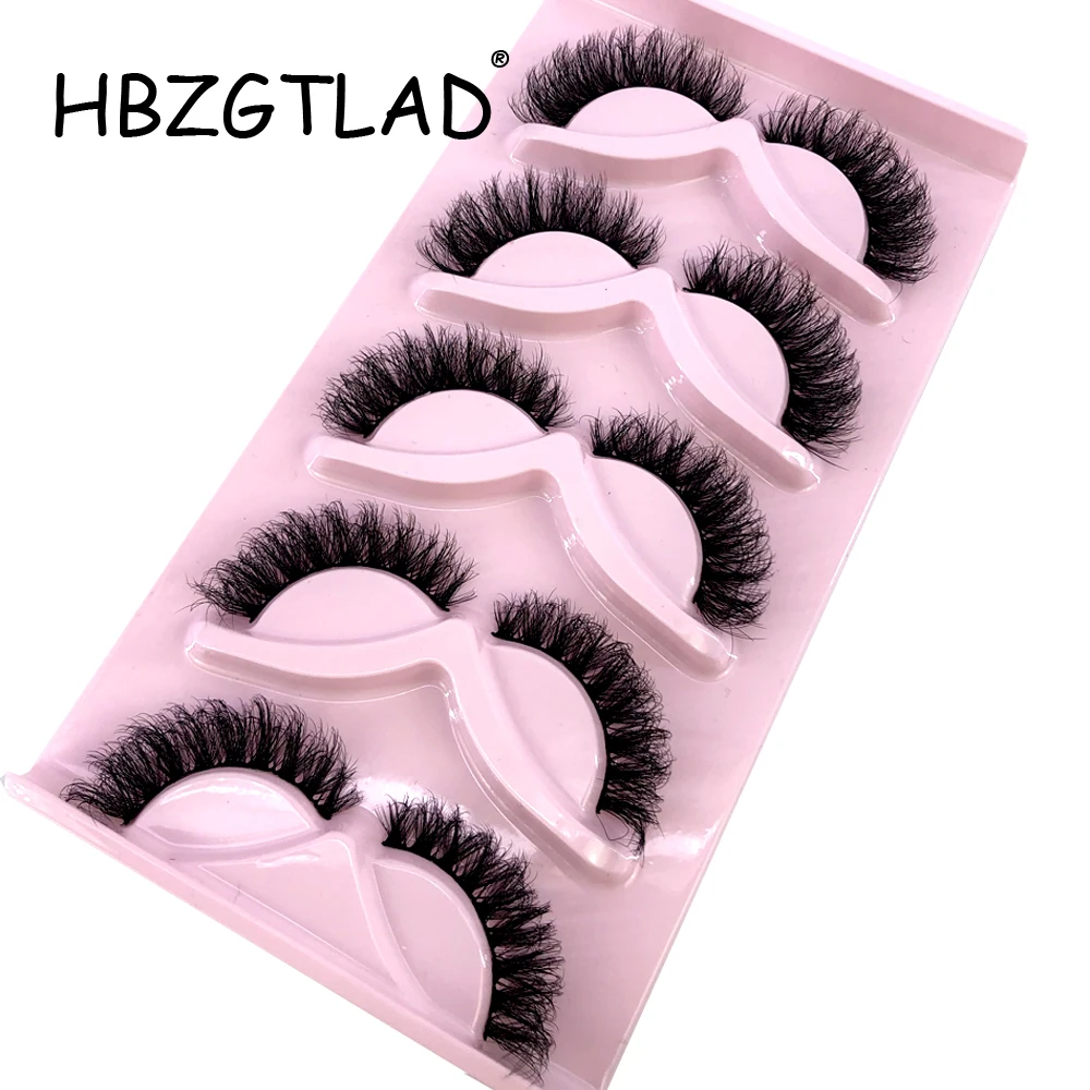 HBZGTLAD Nuove ciglia Cat Eye 5 paia Ciglia finte visone 3D Ciglia finte soffici alate Morbide ciglia lunghe naturali a striscia completa Crea le ciglia