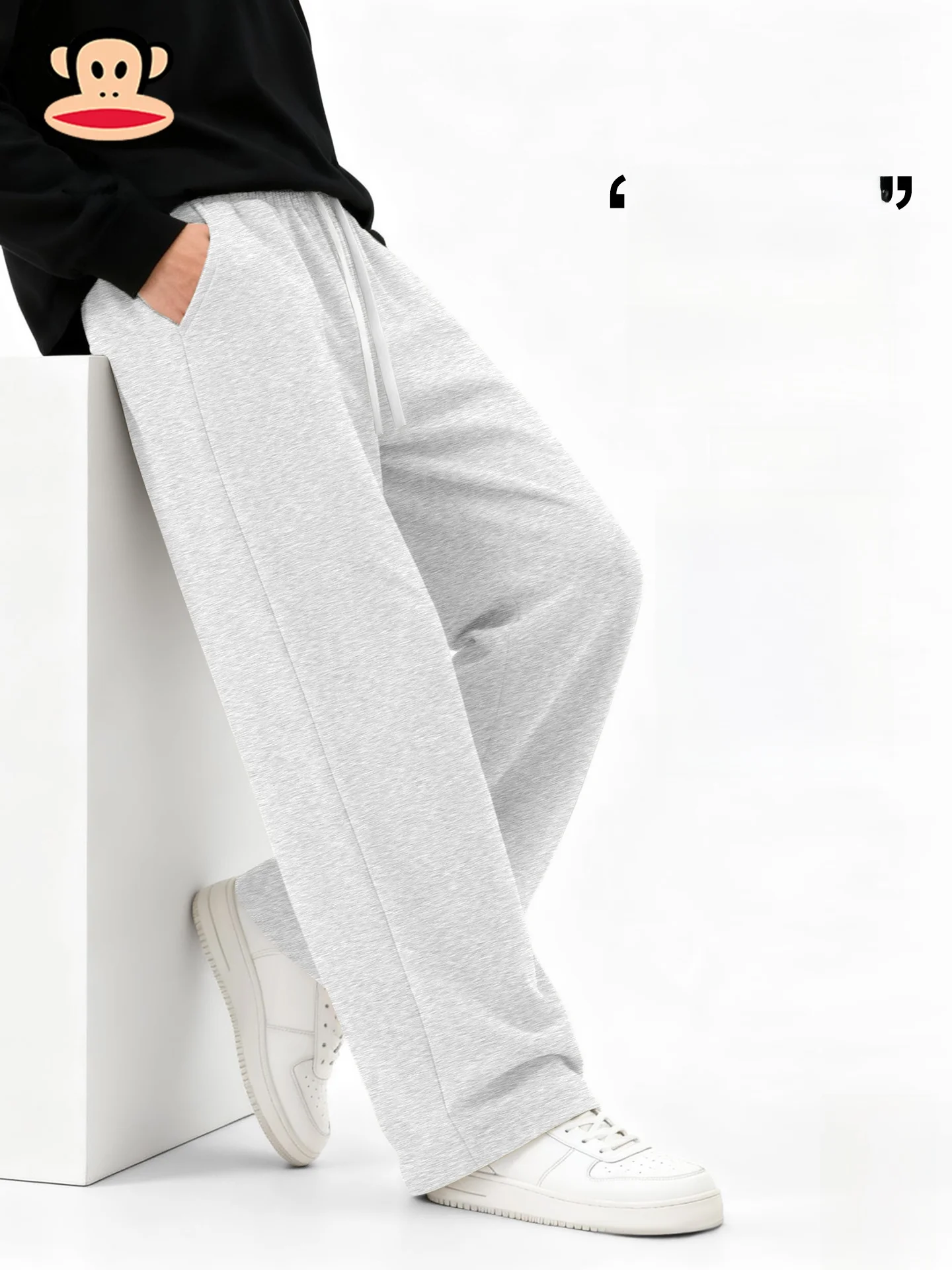 

Мужские свободные прямые спортивные брюки в американском стиле, весна 2026, новые повседневные джинсы из смесового хлопка и полиэстера для молодежи