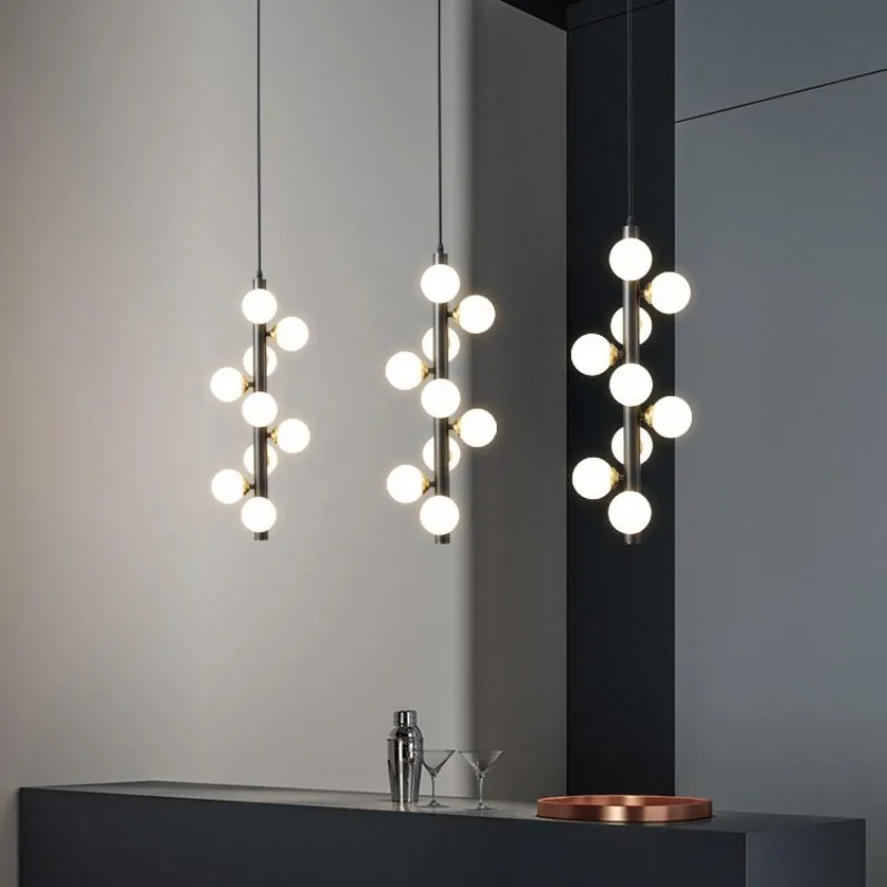 Multi-Heads Magic Bean Glass Pendant Lights Duplex Loft Modern Creative Minimalist Design Villa Rotating Staircase Chandeliers