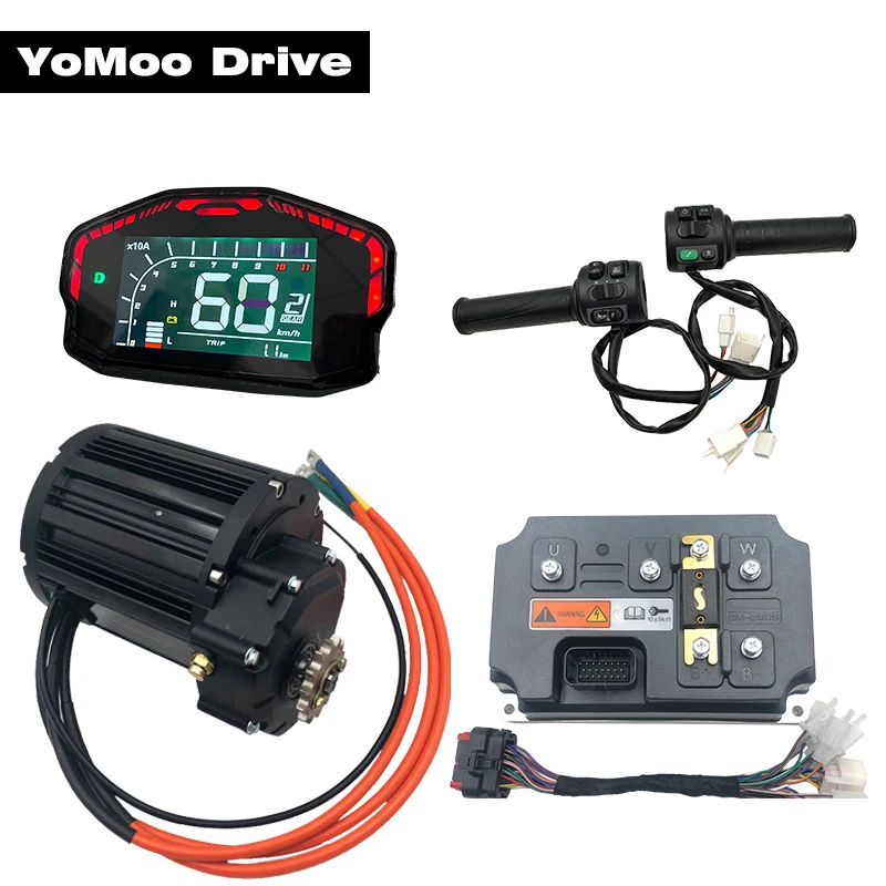 

QS138 90H 4000W V3 PMSM Mid Drive Motor with VOTOL EM260S Controller and DKD Display T08 Throttle Kit For E-Motorcycle