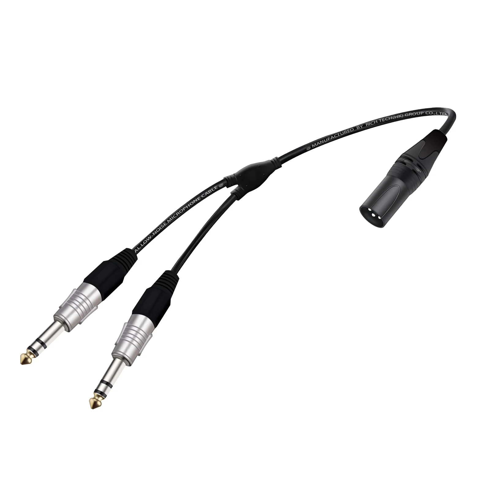 XLR Male to Dual 6.35mm (1/4 inch) TRS Stereo Male Plug Audio Extension Converter Adapter Y Splitter Cable for MIC Mixer Guitar