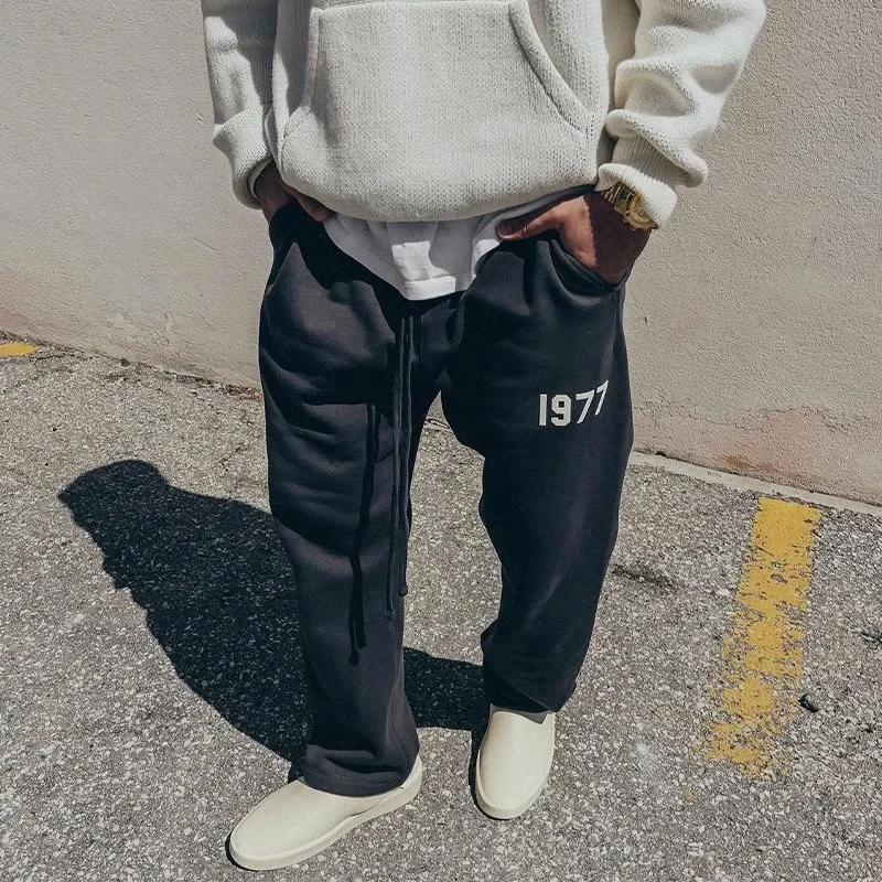 العصرية FOG العلامة التجارية 1977 مستقيم الساق سراويل تقليدية فضفاضة تناسب تنوعا الخريف/الشتاء أساسيات للرجال والنساء مبطنة بالصوف Tro #3