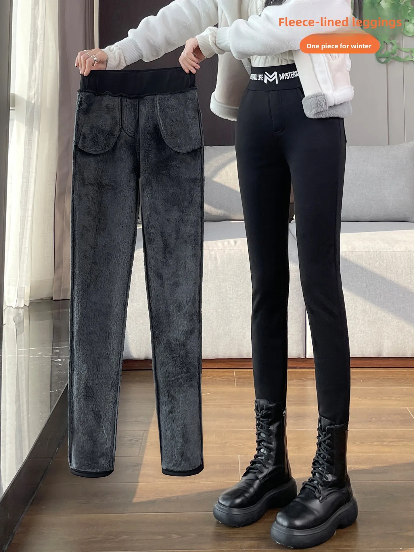 

Women's High-Waist Fce-Lined Thi Yoga Pants arkskin Design Autumn Winter Lamb Velvet Casual Long Trousers Butt-Lifting