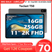 Teclast T50 11 inch 2000x1200 Android 12 Tablet UNISOC T616 8 Core (8GB+8GB Expansion)Max.16GB RAM 256GB ROM 4G LTE Dual SIM Type C 7500mAh Support Widevine L1