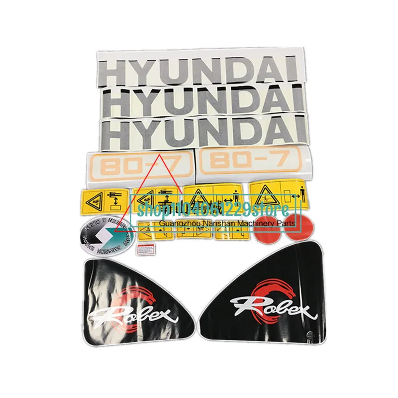 For Hyunndai R55/60/80/225LC/215LC/375-7Stickers for entire car body Car Logo Excavator Parts