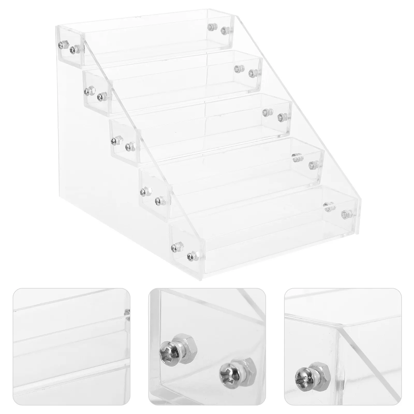 1Pcs Clear Acrylic Nail Polish Shelf Stylish Multi-Tier Manicure Storage Rack for Bedroom Dressing Table Organizing Beauty
