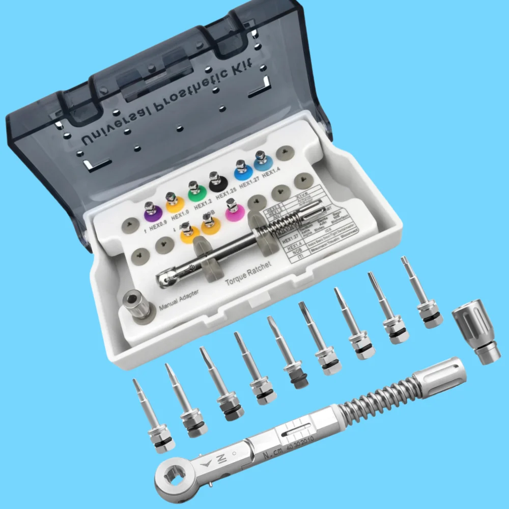 

Implant Torque Wrench & Screwdriver Set | Ratchet Prosthetic Kit 15-35Ncm for Abutment/Crown - Stainless Steel Dental Repair Too
