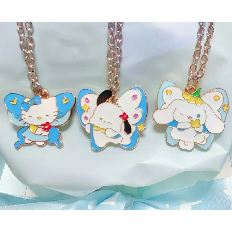 Sanrio Hello Kitty Ketting Anime Figuren Cartoon Gelegeerde Ketting Q Beeldjes Cinnamoroll Pochacco Anime Kinderen Verjaardagscadeaus