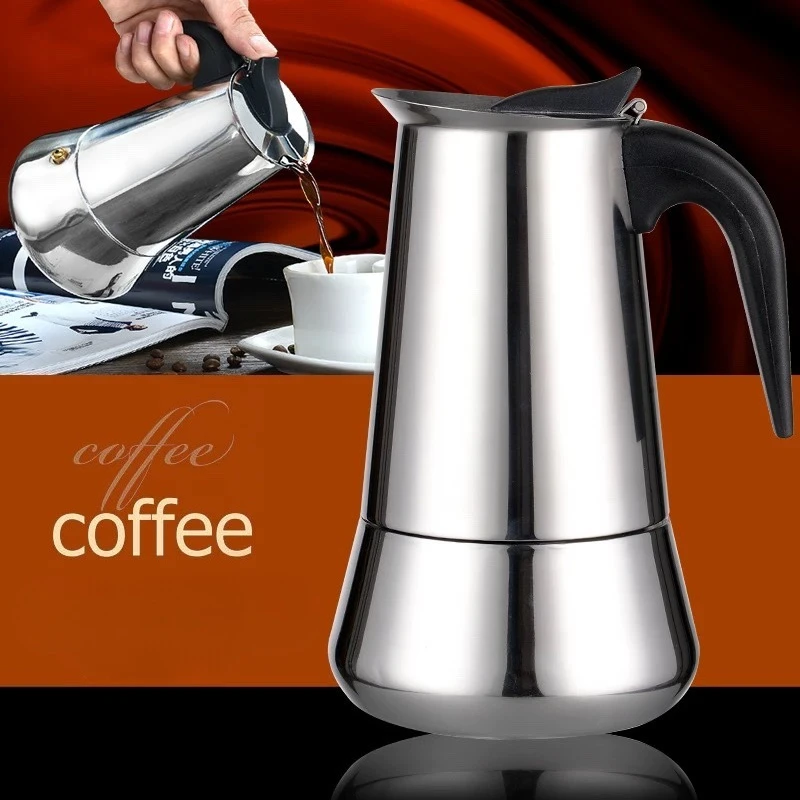 Cafetera Moka de Acero Inoxidable de 2/4/9 Tazas, Cafetera para Estufa, Cafetera Moka Espresso para el Hogar y la Cocina, Herramienta para Preparar Latte