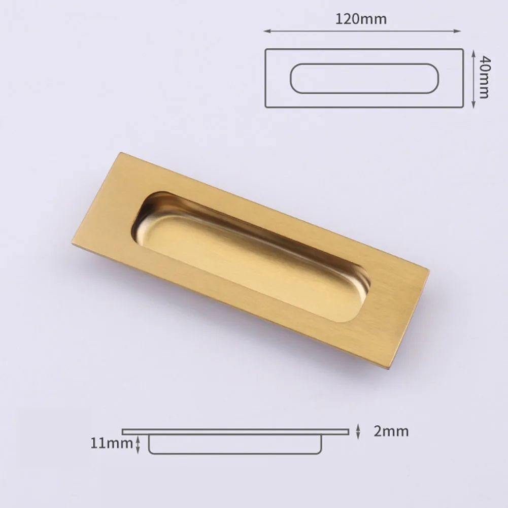 1 Pc Drawer Sliding Door Handle Puller Concealed Embedded Stainless Steel 120*40mm For Wardrobe Cabinet Door Hardware Home Decor