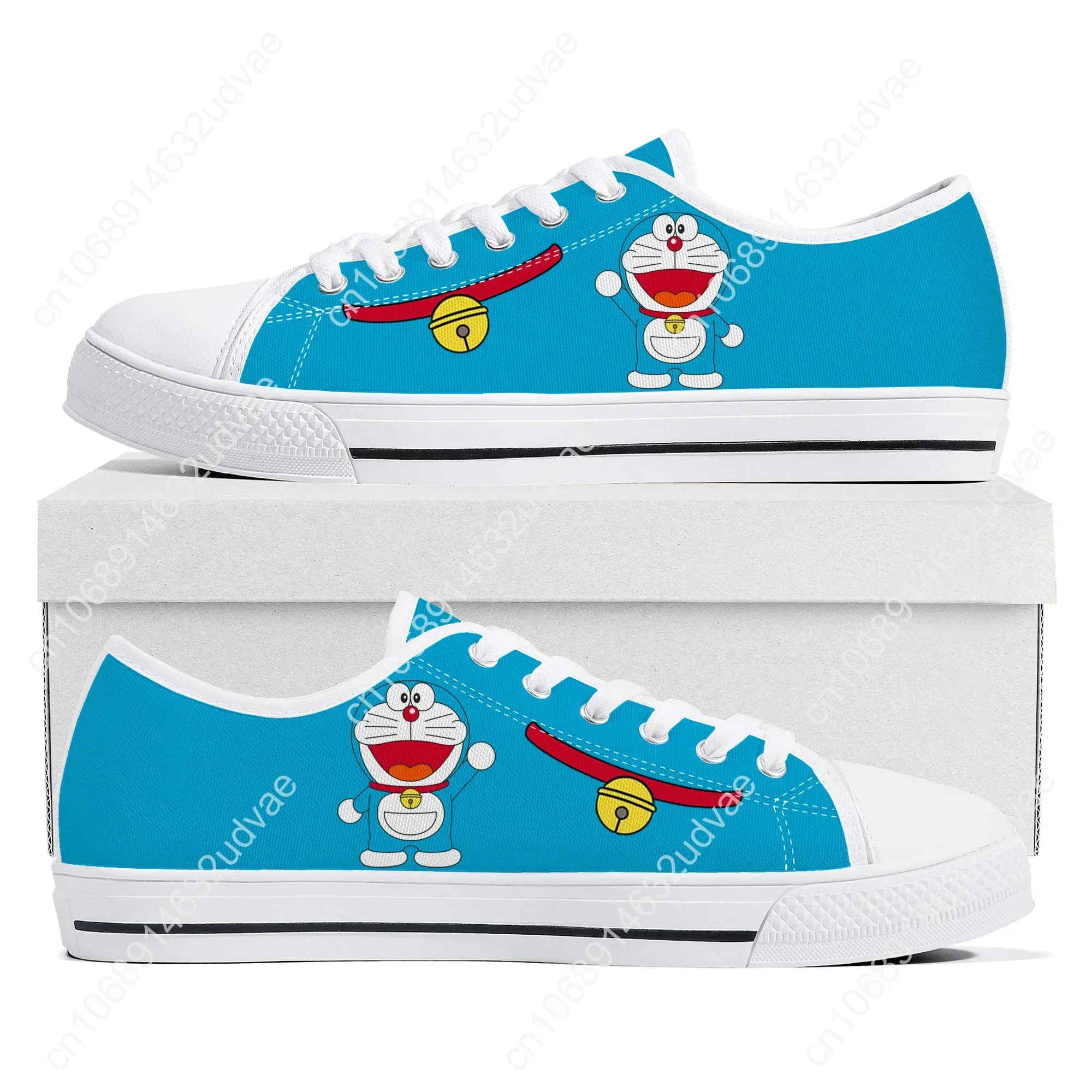 Desenhos animados D-Doraemons Low Top Canvas Sneaker para homens e mulheres, anime japonês, sapatos de casal, sapato personalizado para adolescentes, alta qualidade