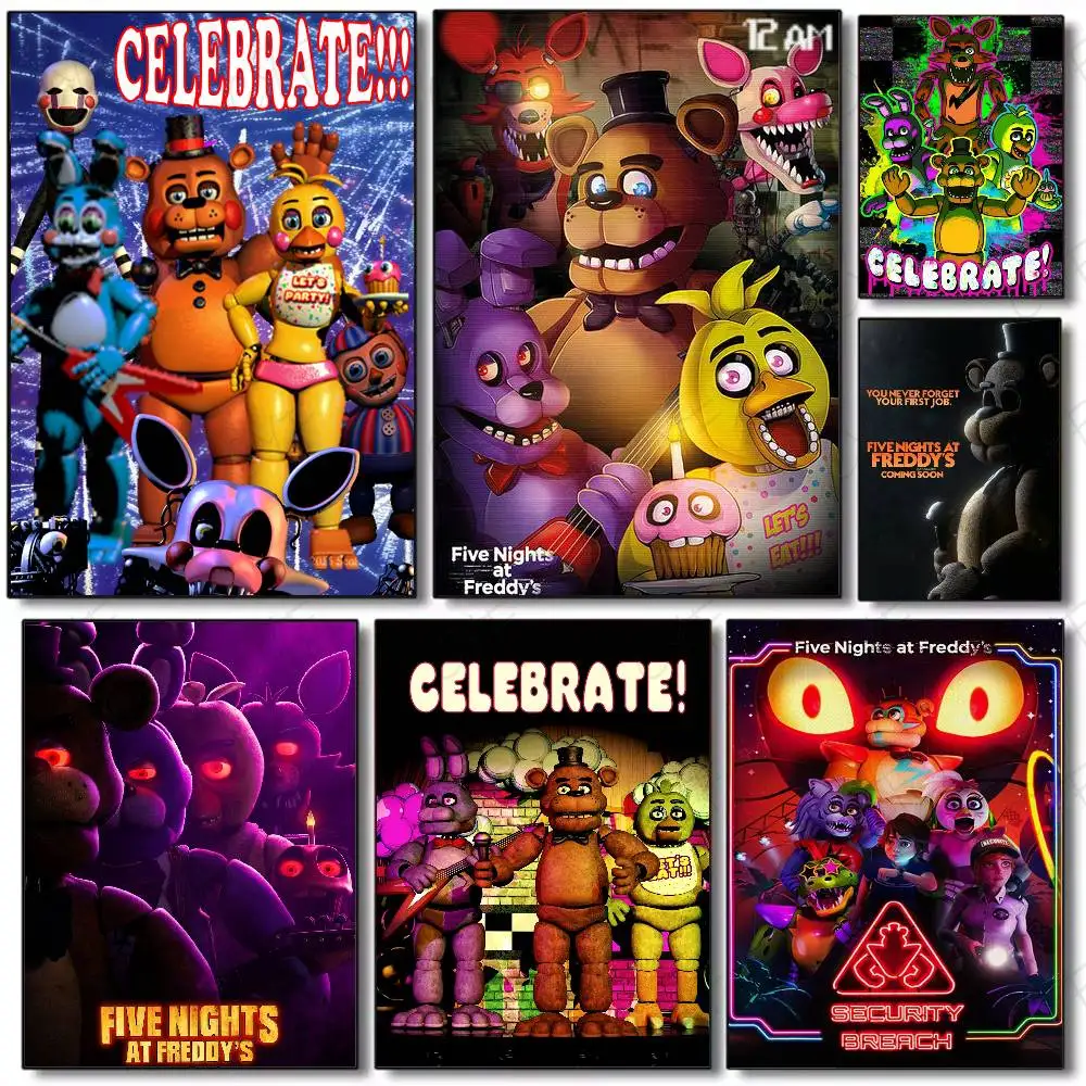 Póster de Anime 5 noches en Freddys, pintura artística con impresiones, regalo de decoración para el hogar, dormitorio y sala de estar