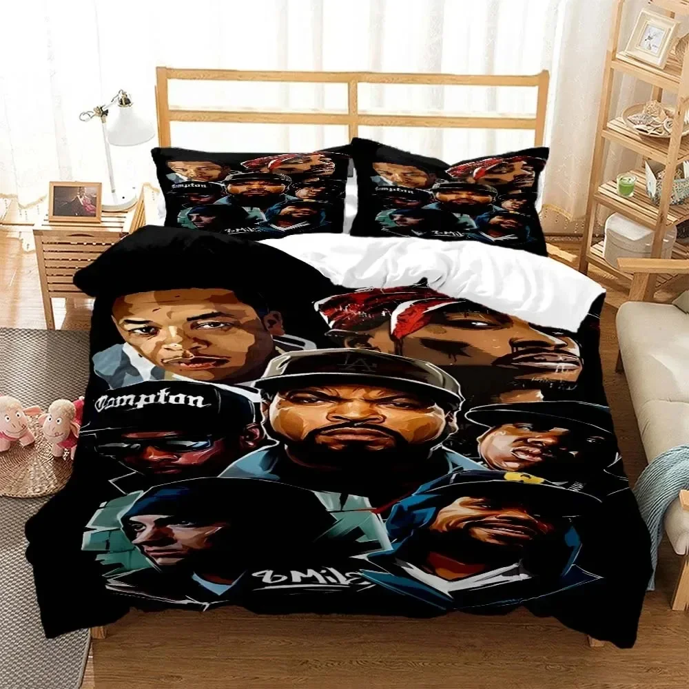 

3D Print Hip Hop Rapper Bedding Set Double Twin King Duvet Cover Comforter Pillowcase Boys Girls Adults Bedroom