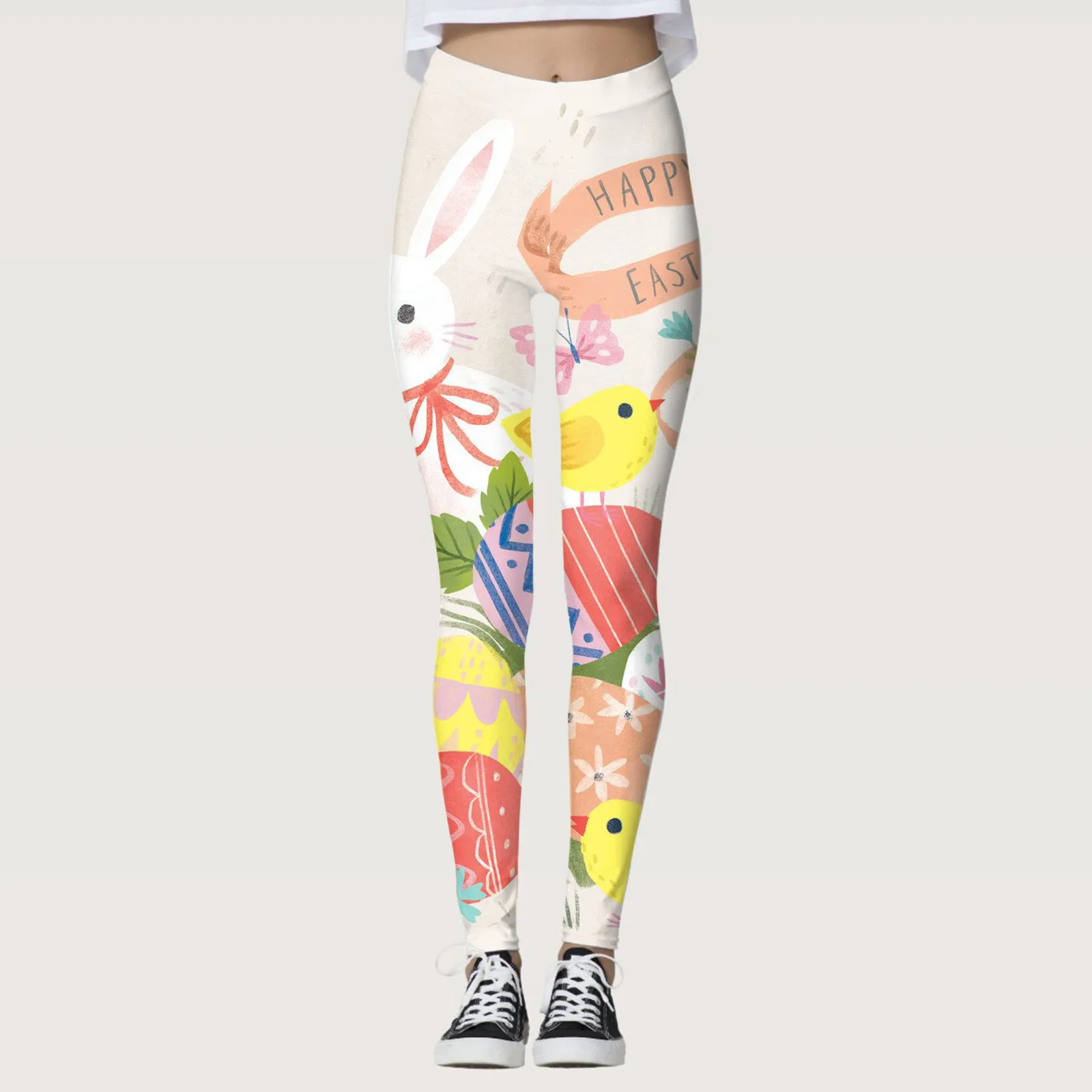 Easter Day Leggings For Women Elastic High Waist Hip Lifting Fitness Yoga Tight Legging Cute Cartoon Rabbit Print Running Pants