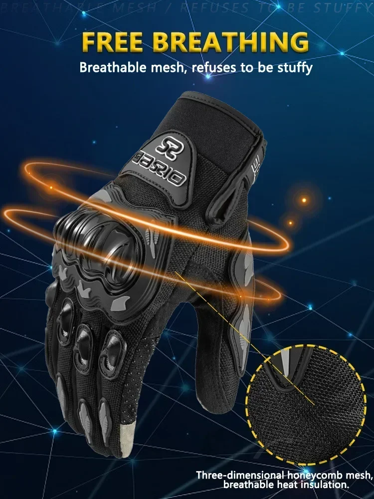 Touchscreen-Motorradhandschuhe, atmungsaktives Mesh, Sommer-Motocross-Rennhandschuhe für Männer und Frauen – belüftet und leicht – Detail 3