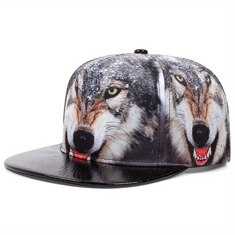 3D Snowflake King of Wolves Baseball cap for Men HipHop Expedition Hat Personality Cool Outdoor Sun Protection Flat Snapback Hat