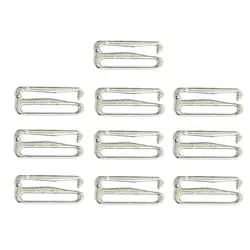 Bra Hook - 10-Pack Bra Strap Hook Replacement, Bra Slide Hooks for Swimsuits, Lingerie, Bras, Silver, 1 Inch, 25 mm Wide