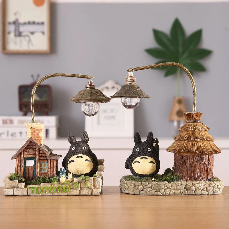 

LED Desk Lamp Anime Totoro Cartoon Cute with Light Night Lightfor Bedroom Bedsides Lantern Gift Model Toy Figure Decor Table l