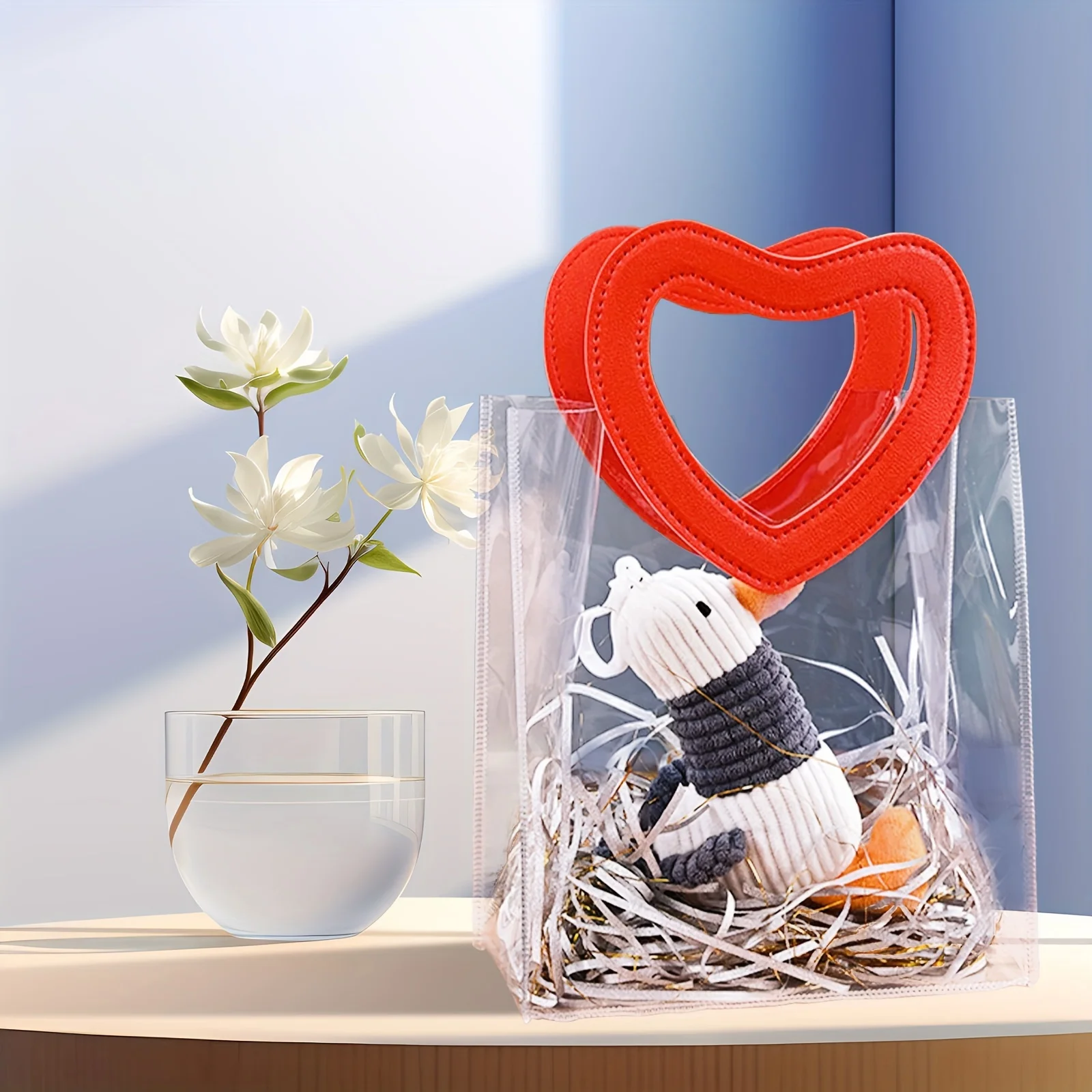 3pcs-Transparent PVC Valentine\'s Day carrying bag, Love carrying Instagram style gift bag, Wedding carrying gift bag