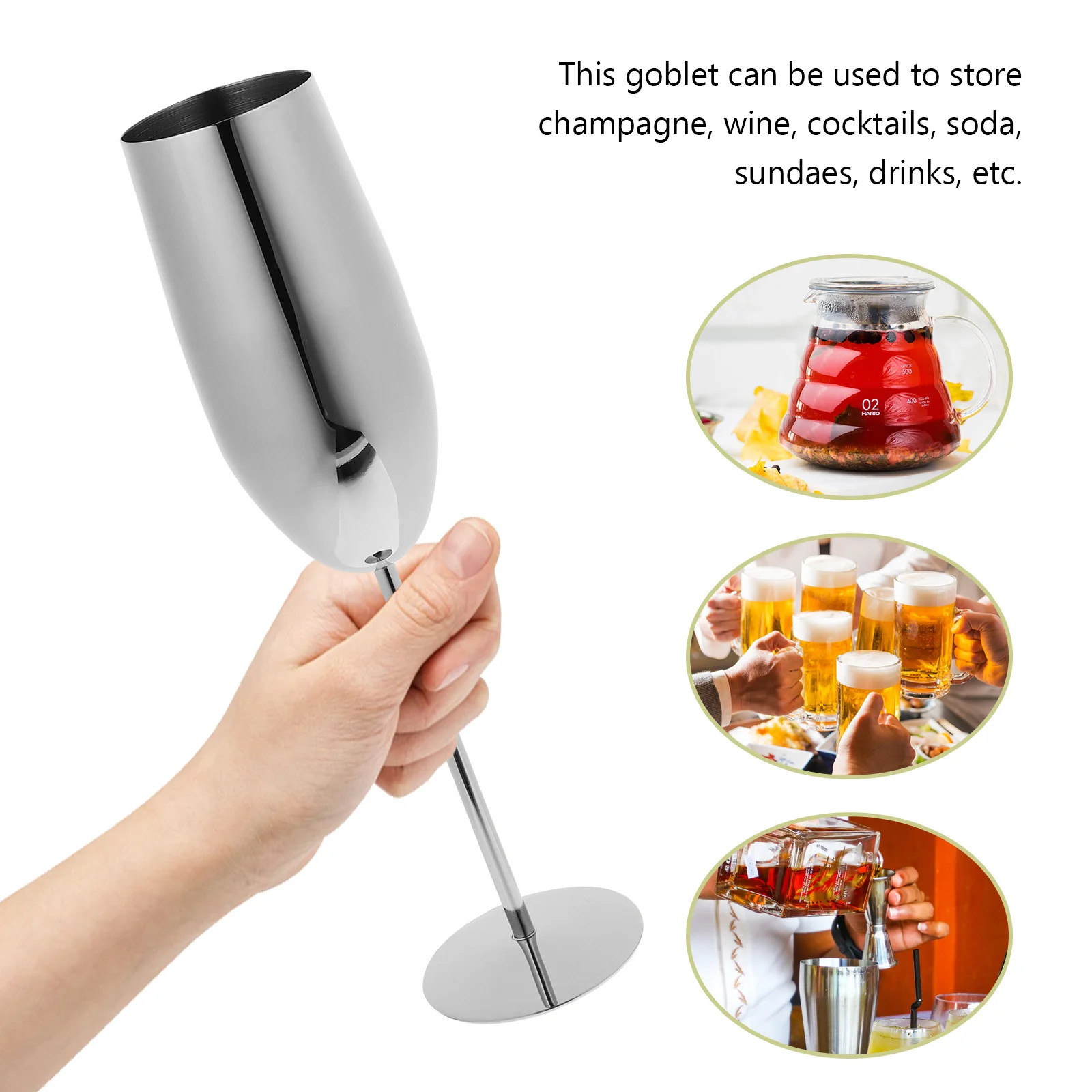 

Stainless Steel Cocktail Goblet Unbreakable Metal Wine Cup for Home Party Bar Use Elegant Drinkware Perfect for Cocktails Soda