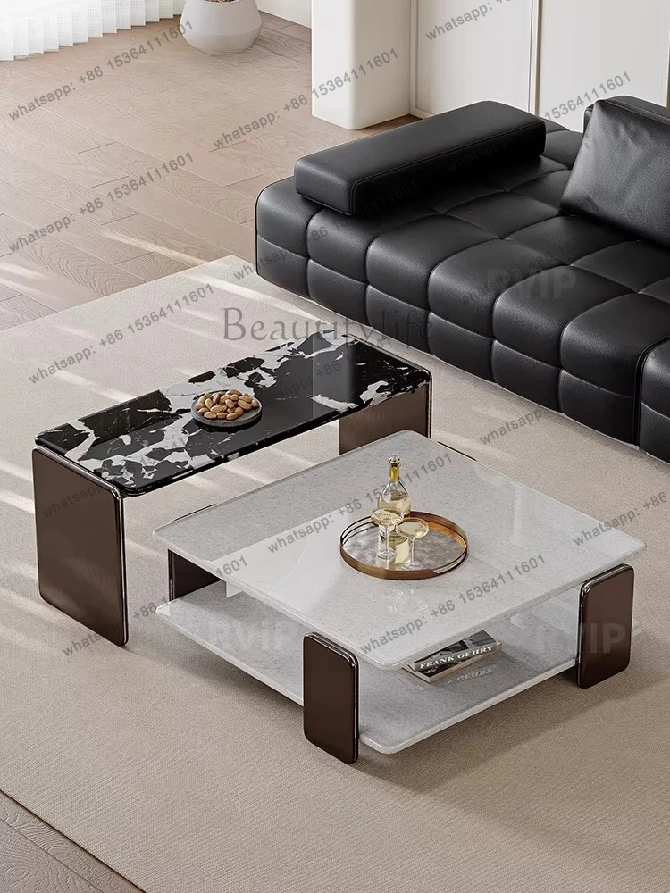 

Italian minimalist natural luxury stone coffee table light luxury marble, small apartment, side table combination