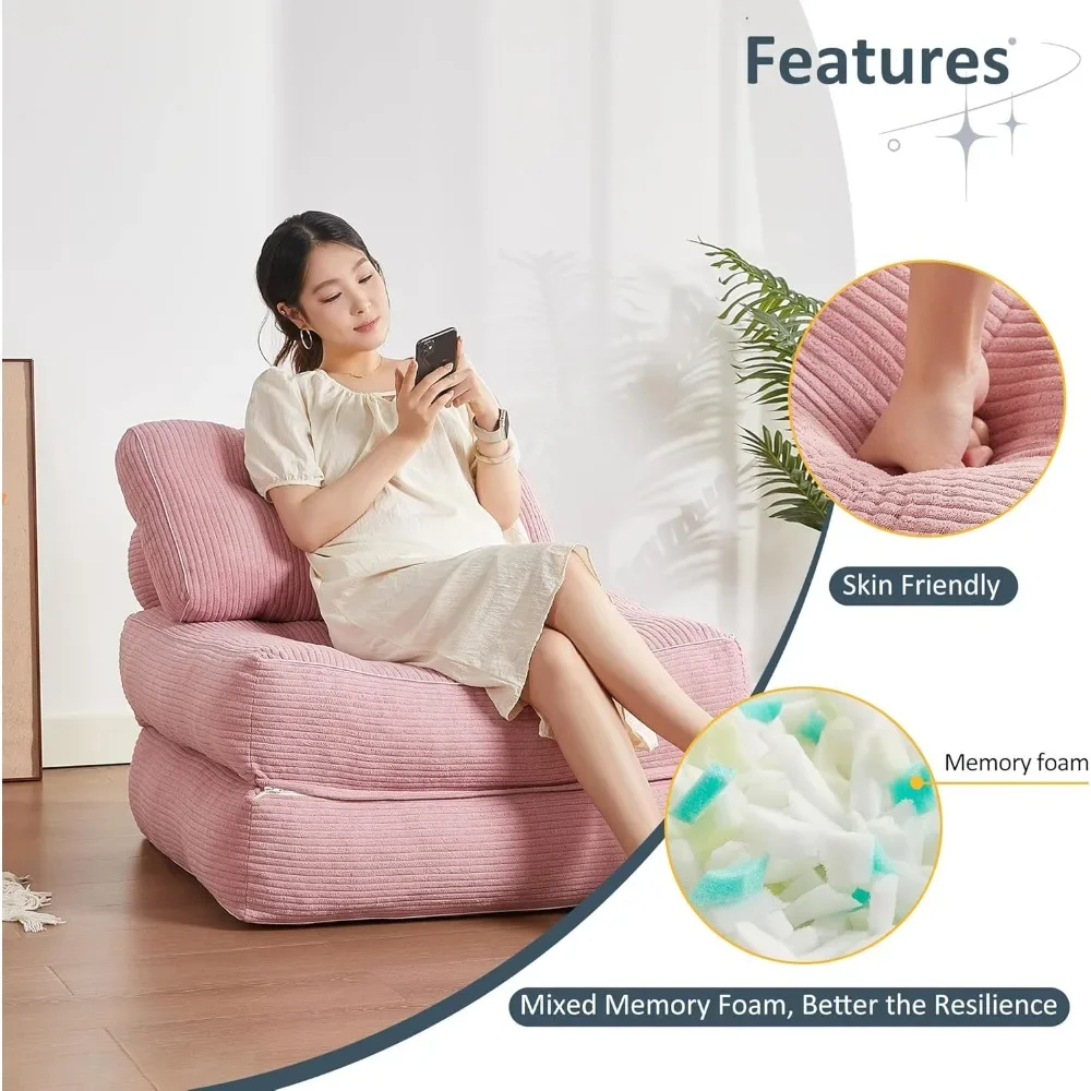 سرير كرسي قابل للطي، سرير أريكة فوتون، سرير أريكة قابل للتحويل، أريكة مساحة صغيرة، وردي #6