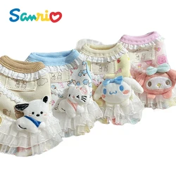 Anime Sanrio hellokitty moja melodia Cinnamoroll Kuromi pluszowa ciepła psia kamizelka spódnica pończochowa zagęszczona odzież domowa artykuły dla zwierząt