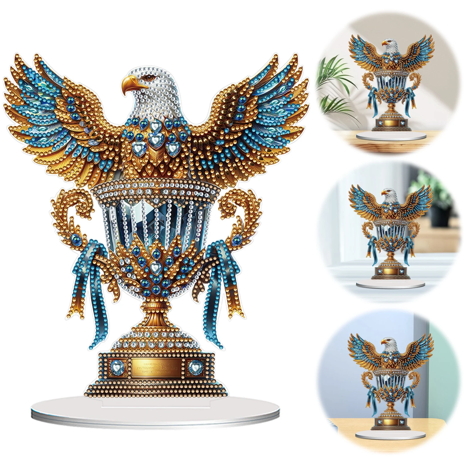 

Acrylic Special Shape Eagle Trophy Diamond Painting Desktop Ornaments for Office (C)