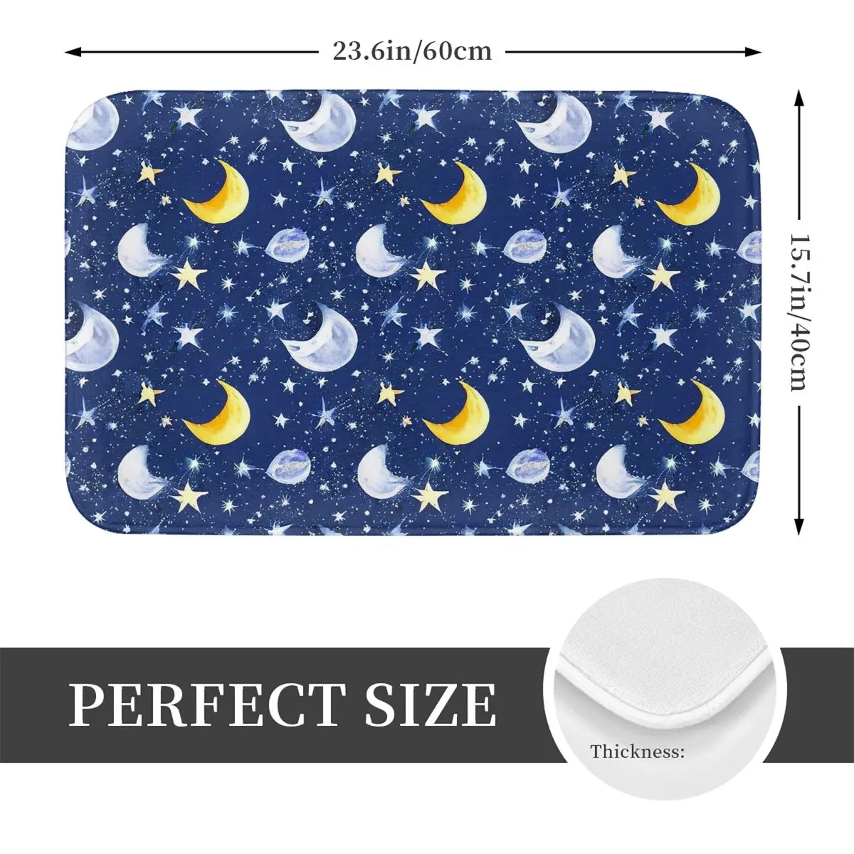 Seamless Night Sky Art Starry Night Illustration Non-slip Doormat Floor Mat Carpet Rug for Kitchen Entrance Balcony Footpad Mats