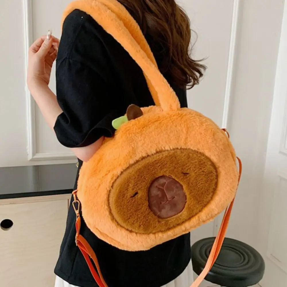 Gift Cartoon Capybara Plush Backpack Cute Funny Capibala Crossbody Bag Kawaii Large Capacity Tote Bag