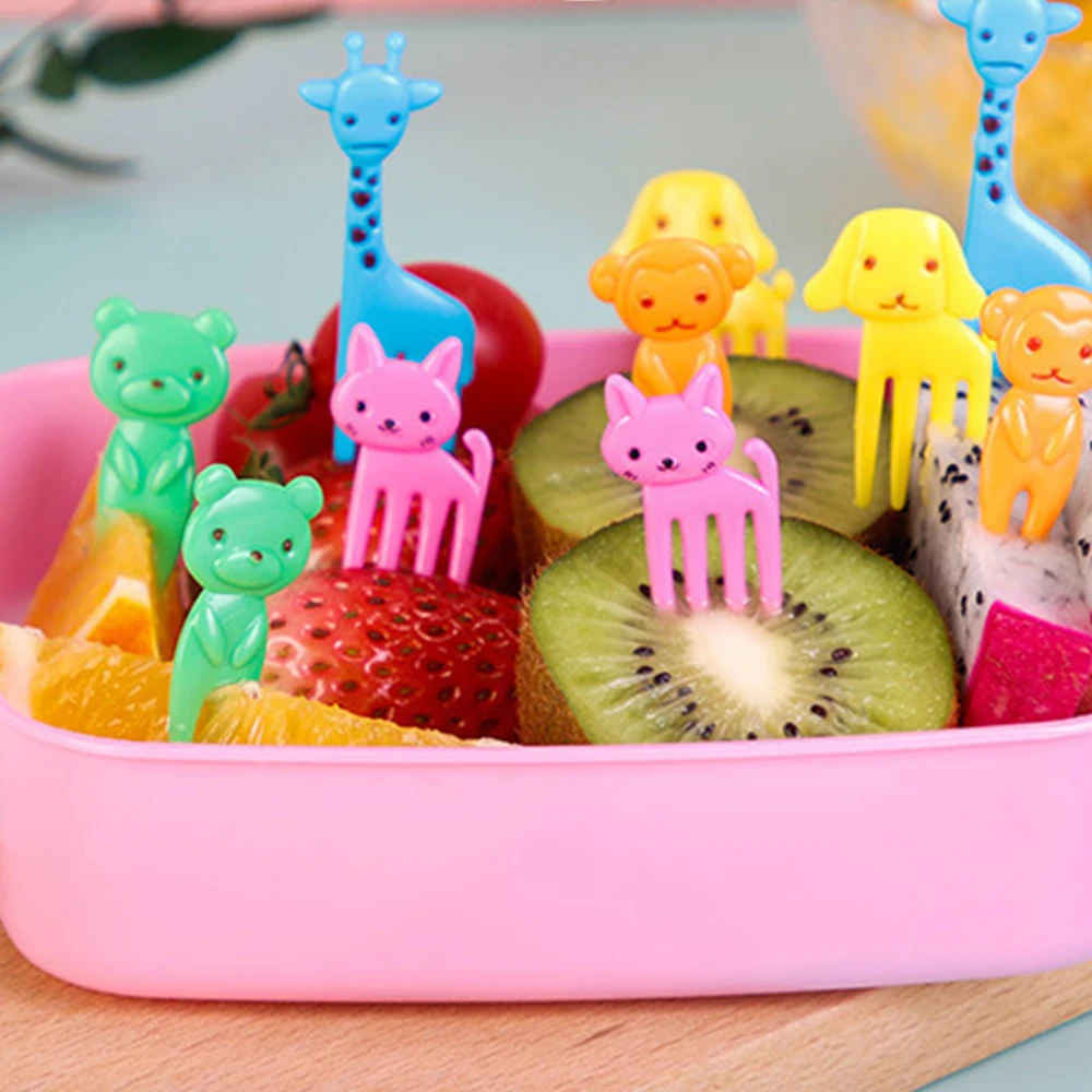 Animal Farm Fork Mini Cartoon Children Snack Cake Dessert Food Fruit Pick Toothpick Bento Party Decor Food Supplement Tool