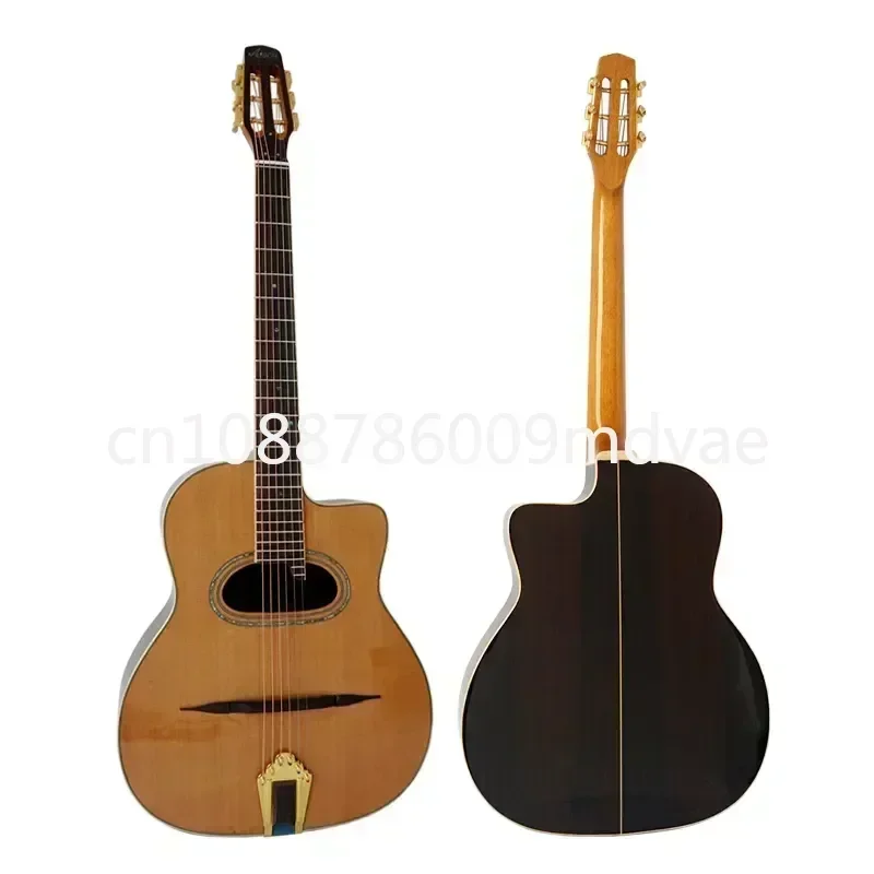 Acoustic Guitar Handmade Professionals Playable Gloss Finish D Hole Arch Top Steel String Gypsy Jazz Manouche