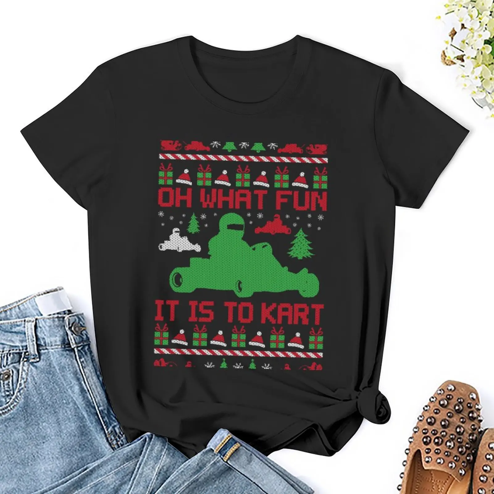 Go Kart Lelijke Kerst T-Shirt Blouse Vrouwelijke Schattige T-Shirts Voor Vrouwen