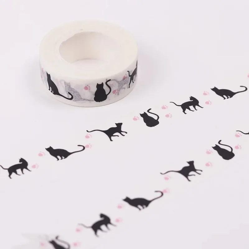 15mm X 10m Cute Cat Style Fashion Time Washi Tape DIY Scrapbook Sticker Label Masking Tape