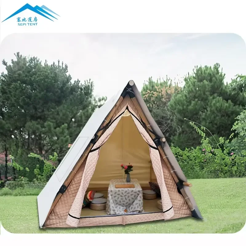 Triangle Pyramid Shape Foldable Tent Canvas Wedge Triangle Tent Waterproof Outdoor Camping Tents