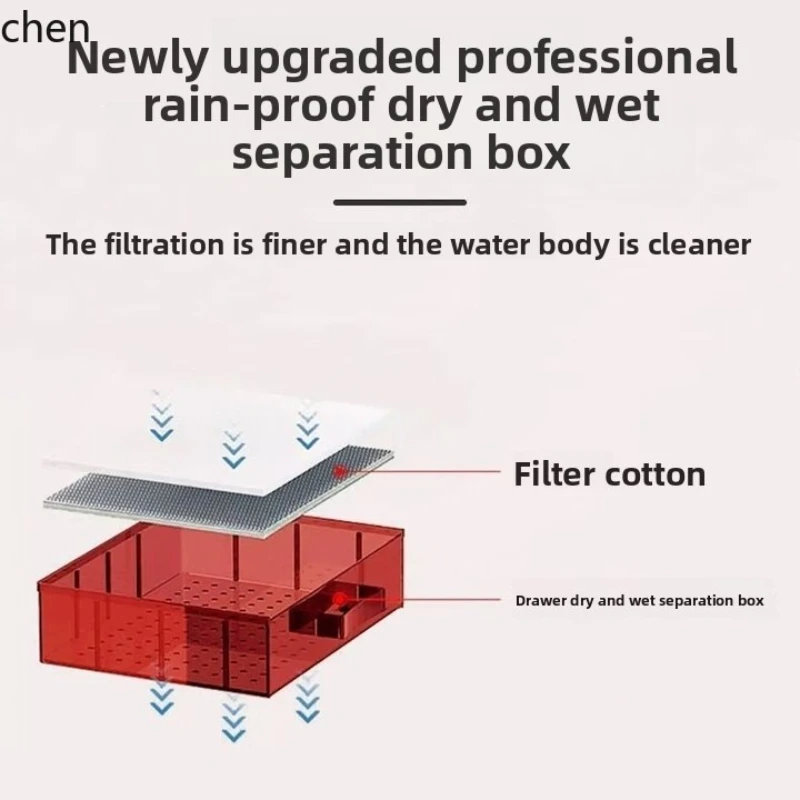 خزان ذهبي صغير من الزجاج فائق الوضوح لغرفة المعيشة من HTT مع فلتر متكامل لسطح المكتب وحوض السمك #5