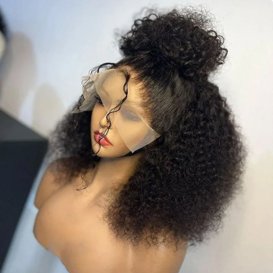 Glueless Wig Short Kinky Curly Bob Wig 12A Malaysian Lace Front Human Hair Wigs Wet And Wavy Water Wave Bob Wig 13x4 Frontal Wig image 4