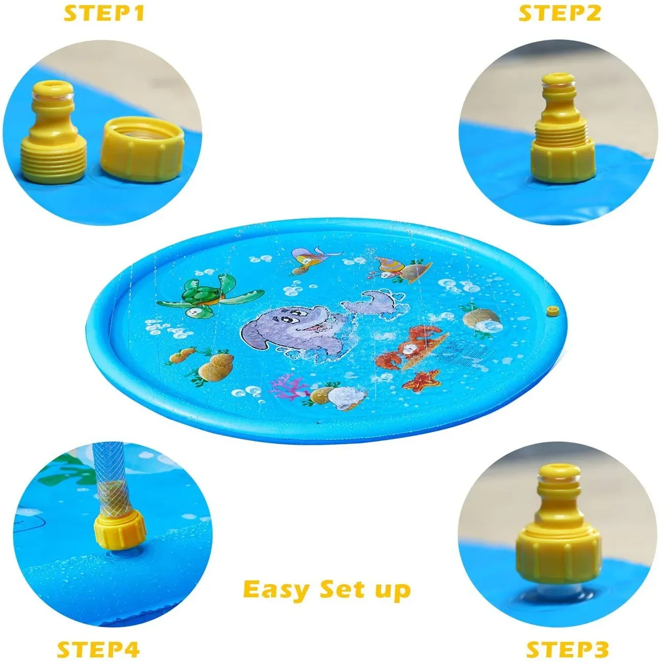 PVC Inflatable Water Spray Pad, Courtyard Water Play Pad, Blue Dolphin Pattern Water Sports Mat